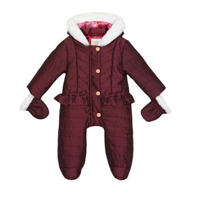 Baker by Ted Baker Girls' dark red peplum snowsuit with mittens